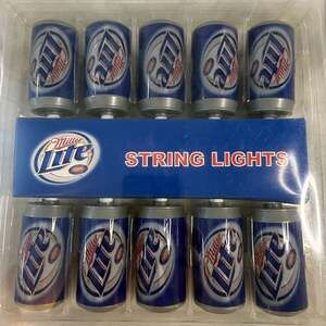 Miller Lite Beer Can String Lights 10-Light 9-Feet Novelty Lighting
